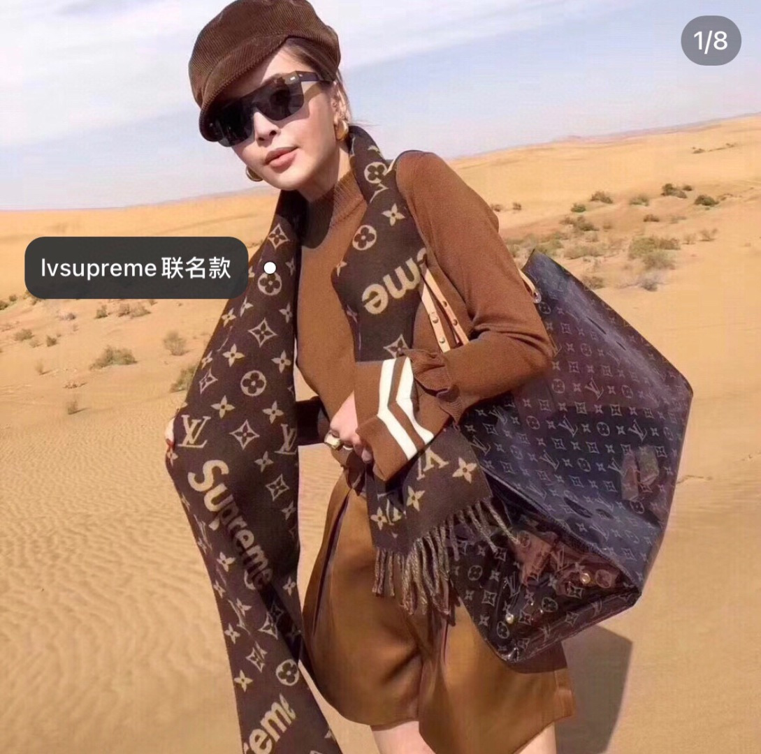 高版本 最好的SuPerme‼️超级软糯【LV SuPreme LV联名围巾】.红透了半边天❣️达人标配