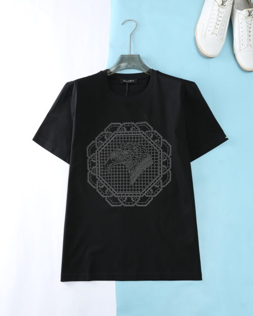 Stefano Ricci Zwart T-shirt met Rivet Eagle - 80s Zijdeglans Katoen 1 Stefano Ricci Zwart T-shirt met Rivet Eagle - 80s Zijdeglans Katoen
