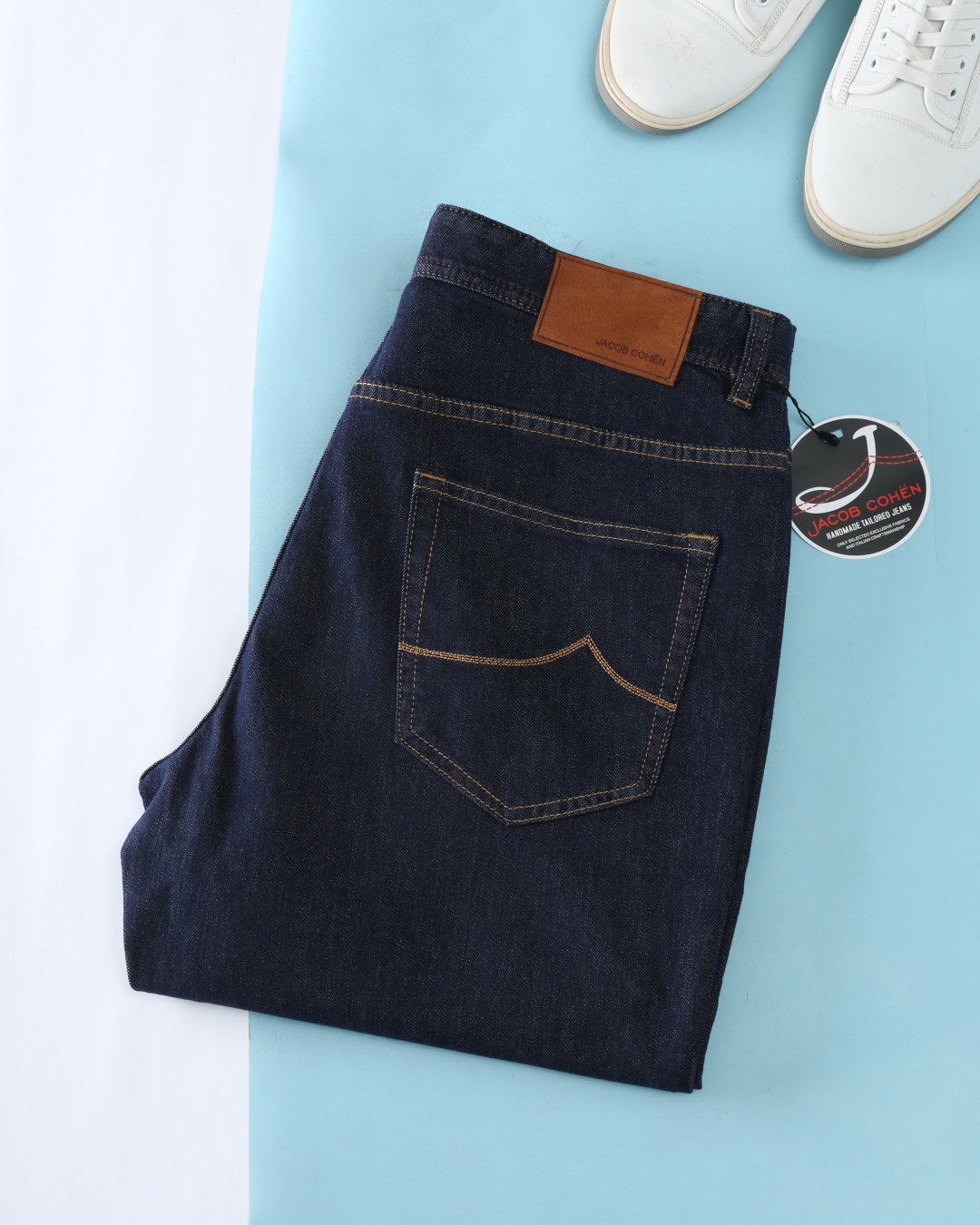 Jacob Cohen Men's Dark Blue Denim Jeans with Suede Patch – Classic Style 2 cmp o 1ilsth63s5a27haolf1pom1nd10