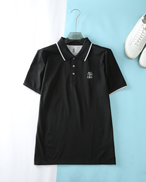 Brunello Cucinelli Men's Black Polo Shirt w/Embroidered Logo - Short Sleeve 1 Brunello Cucinelli Men's Black Polo Shirt w/Embroidered Logo - Short Sleeve