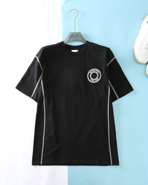 Burberry Black Cotton Jersey T-Shirt with Circle Logo Embroidery 1 Burberry Black Cotton Jersey T-Shirt with Circle Logo Embroidery