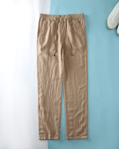 Men's Linen Blend Casual Drawstring Pants - Lightweight Straight Leg Trousers 1 Men's Linen Blend Casual Drawstring Pants - Lightweight Straight Leg Trousers