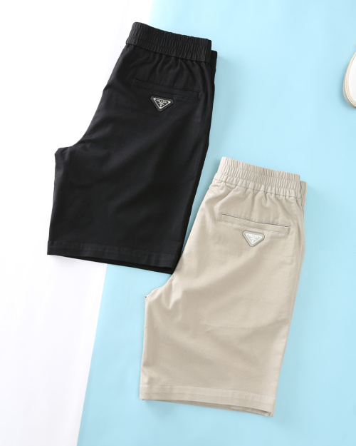 Prada Men's Summer Silk Blend Elastic Waist Shorts with Enamel Triangle Logo 1 Prada Men's Summer Silk Blend Elastic Waist Shorts with Enamel Triangle Logo
