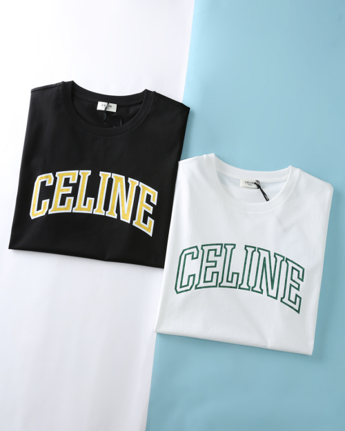 Celine Men's Classic Logo T-Shirt, Short Sleeve Crew Neck Cotton Tee 1 Celine Men's Classic Logo T-Shirt, Short Sleeve Crew Neck Cotton Tee
