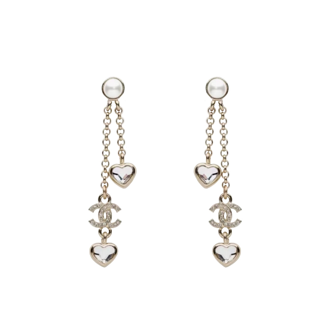 NO:688919,Ch@nel25B love rhinestone tassel earrings, Chanel earrings, chanel, earrings19860909Ch@nel25B爱心水钻流苏耳环,香奈儿耳钉,chanel,earrings,Jewelry