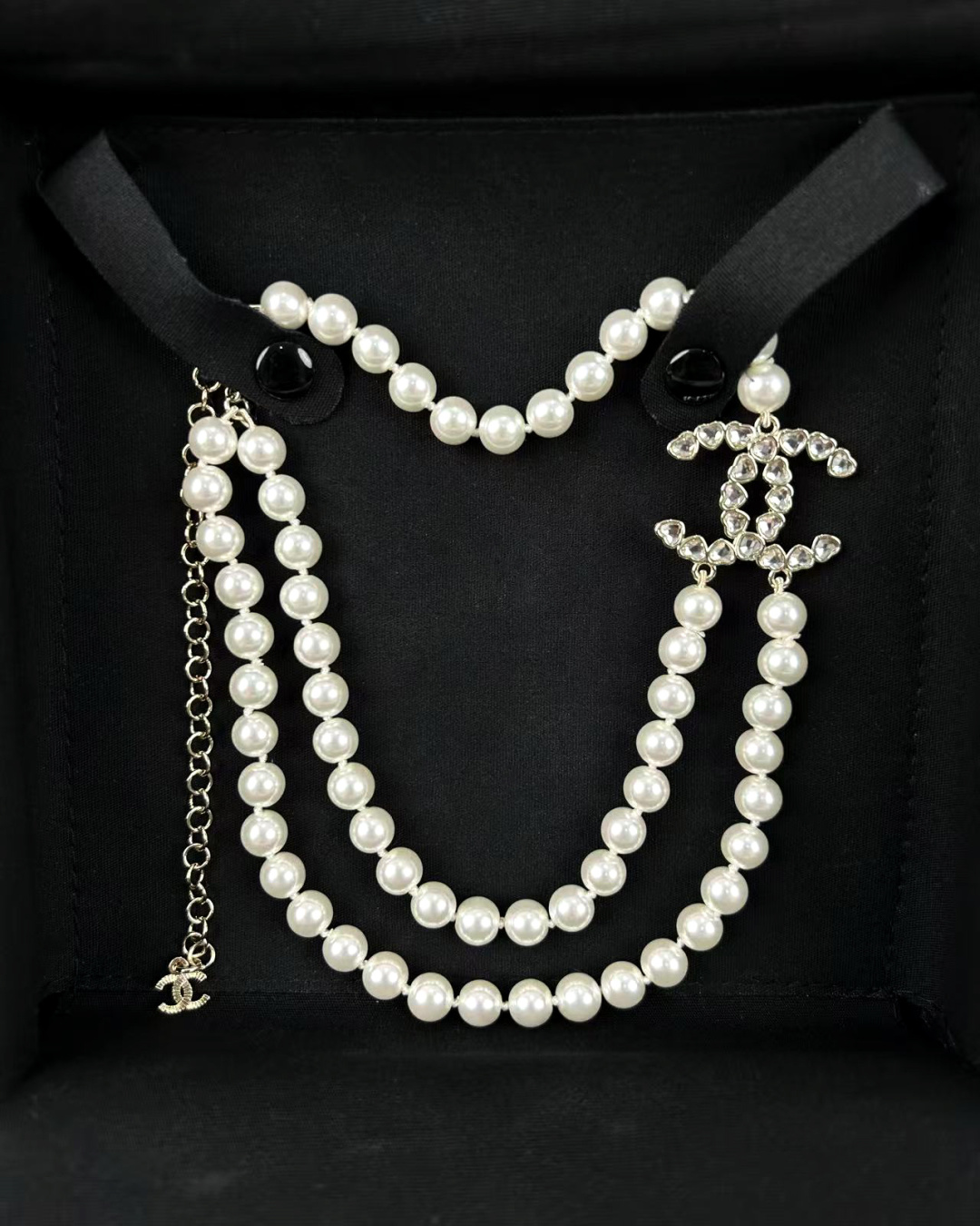 NO:688921,Ch@nel25B love rhinestone double pearl necklace, Chanel necklace, chanel,necklace19860909Ch@nel25B爱心水钻双层珍珠项链,香奈儿项链,chanel,necklace,Jewelry
