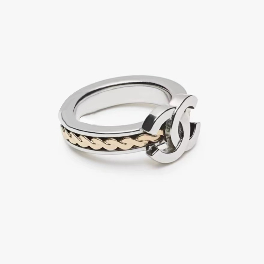 NO:921570,Ch@nel25A color matching double C ring, Chanel ring, chanel, ring19860909Ch@nel25A拼色双C戒指,香奈儿戒指,chanel,ring,Jewelry