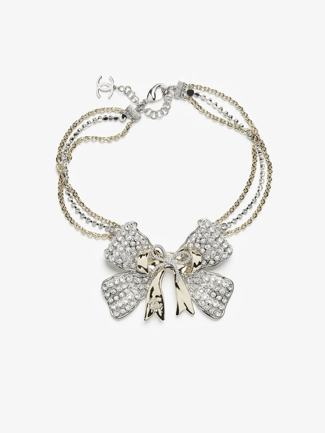 NO:688915,Ch@nel25K heavy bow full diamond multi-layer chain necklace, Chanel necklace, chanel,necklace19860909Ch@nel25K重工蝴蝶结满钻多层链条项链,香奈儿项链,chanel,necklace,Jewelry