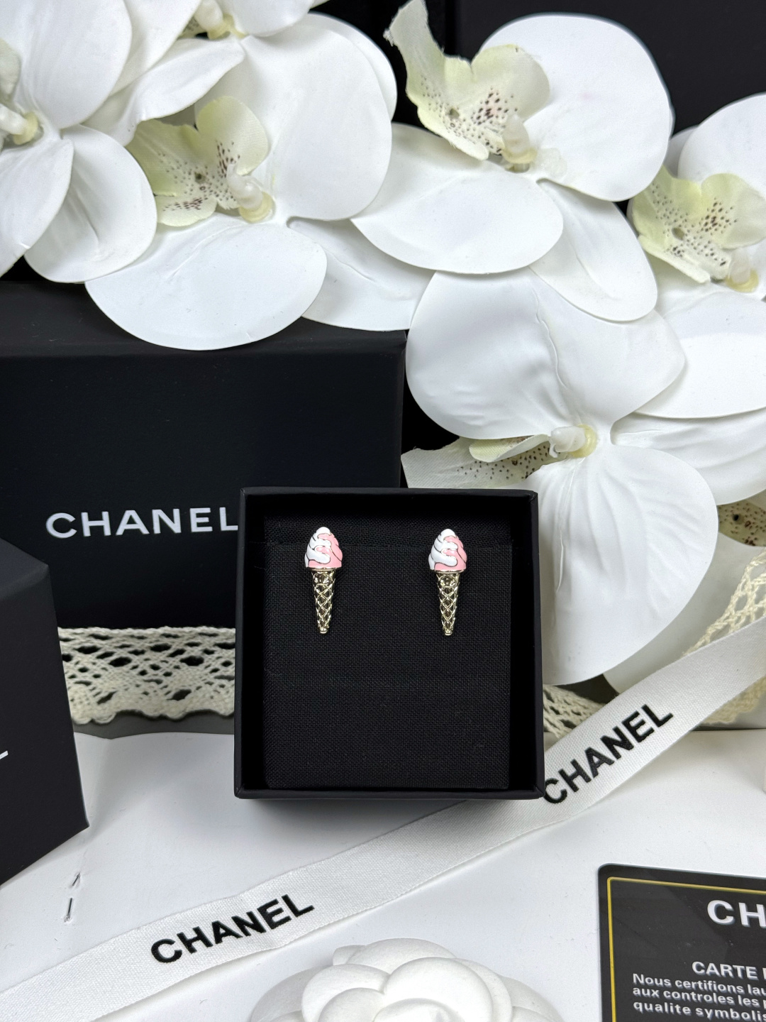 NO:661543,Ch@nel26C new cone pink enamel earrings, Chanel earrings, chanel19860909Ch@nel26C新款甜筒粉色珐琅耳钉,香奈儿耳钉,chanel,Jewelry