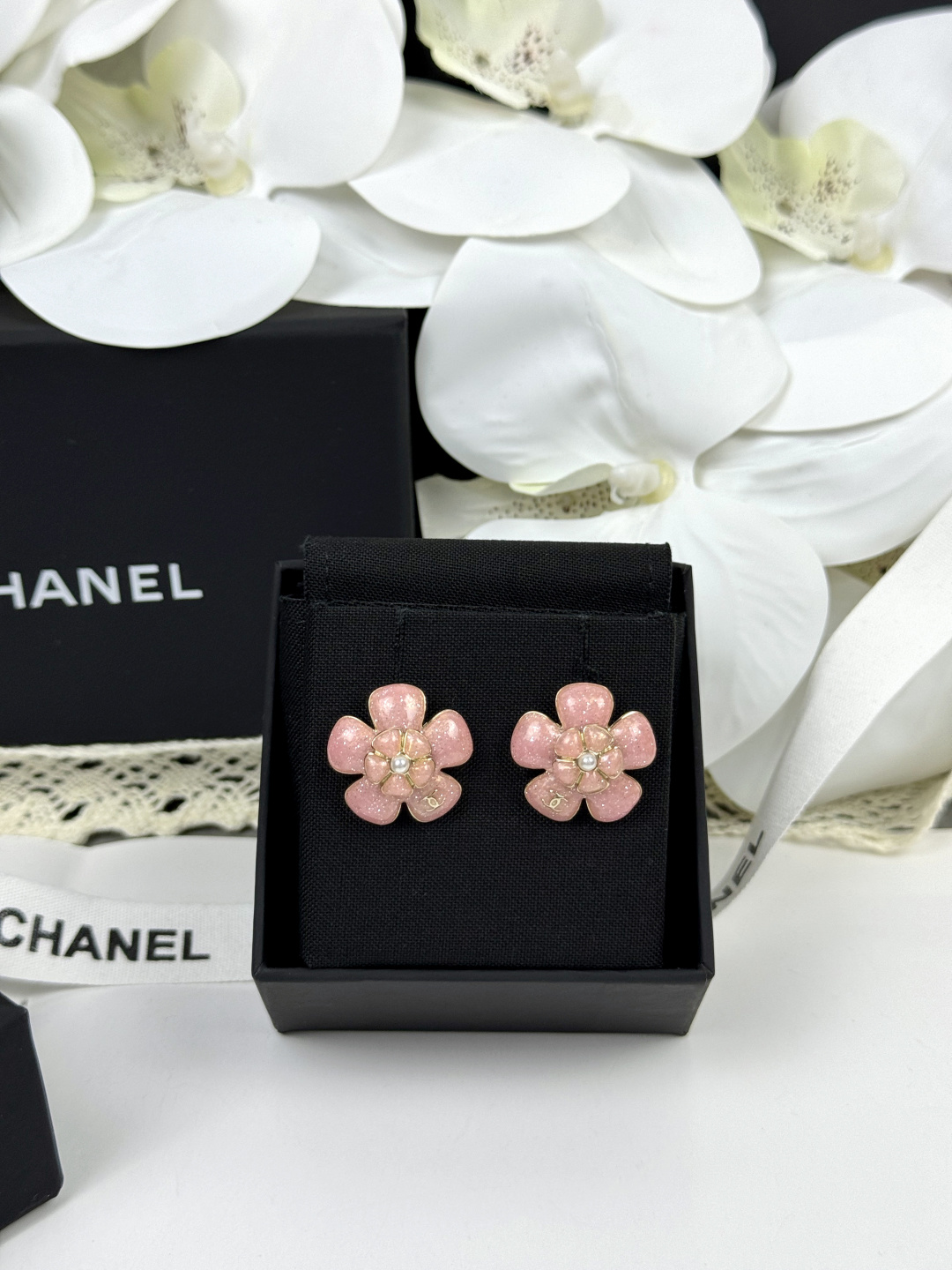 NO:677974,Ch@nel26C new pink enamel camellia earrings, Chanel earrings, chanel19860909Ch@nel26C新款粉色珐琅山茶花耳钉,香奈儿耳钉,chanel,Jewelry