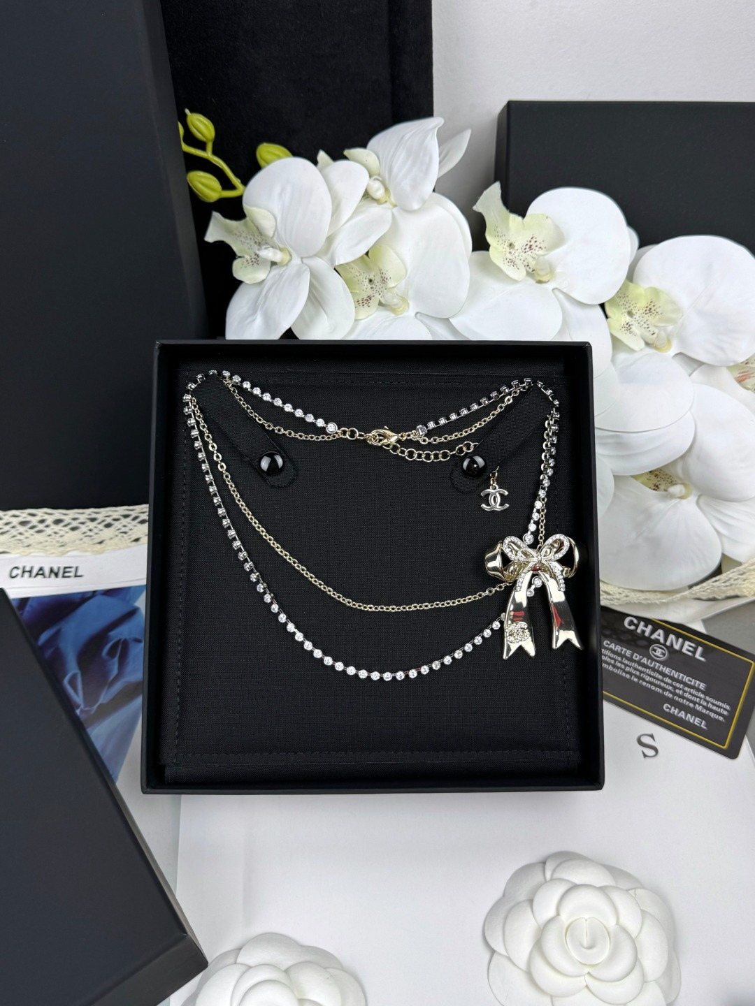 NO:688909,Ch@nel25K heavy bow double chain necklace, Chanel necklace, chanel,necklace19860909Ch@nel25K重工蝴蝶结双层链条项链,香奈儿项链,chanel,necklace,Jewelry