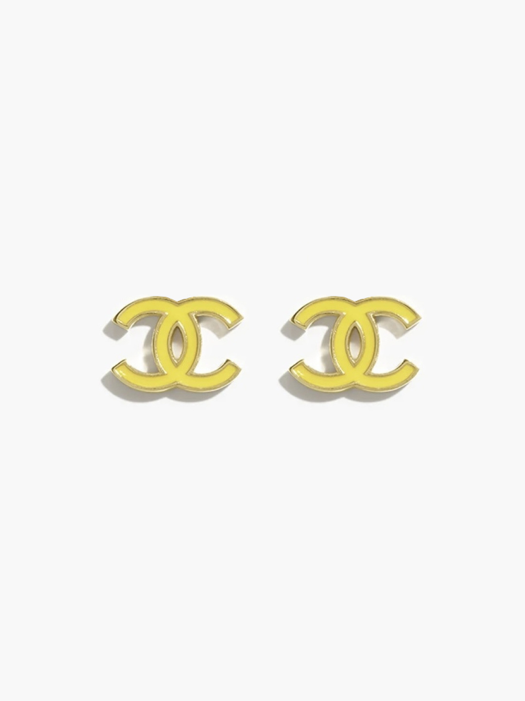 NO:766537,Ch@nel26P yellow enamel double C earrings, Chanel earrings, chanel19860909Ch@nel26P黄色珐琅双C耳钉,香奈儿耳钉,chanel,Jewelry