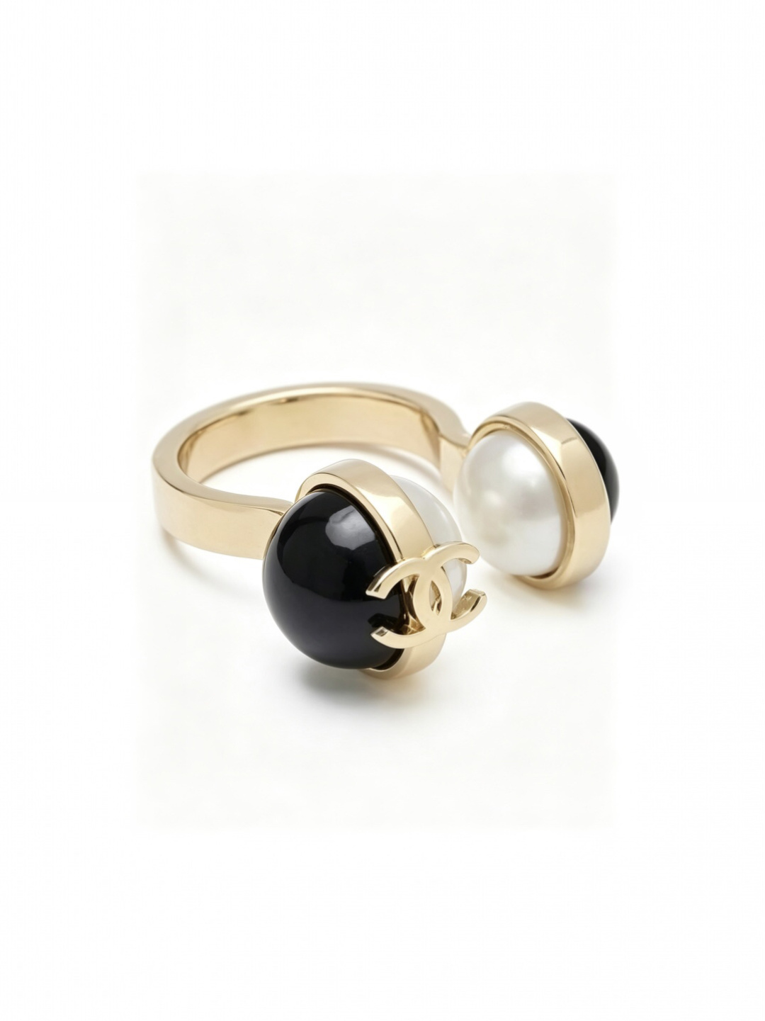 NO:766649,Ch@nel26P black and white resin ball open ring one size fits all, Chanel ring, chanel, ring19860909Ch@nel26P黑白树脂球开口戒指 均码,香奈儿戒指,chanel,ring,Jewelry