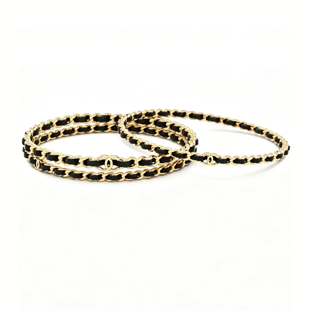 NO:766854,Xiaoxiang's new 26 spring and summer new black leather three-in-one bracelet, Chanel bracelet, chanel, bracelet19860909小香新款26春夏新款黑色穿皮三合一手镯,香奈儿手镯,chanel,bracelet,Jewelry