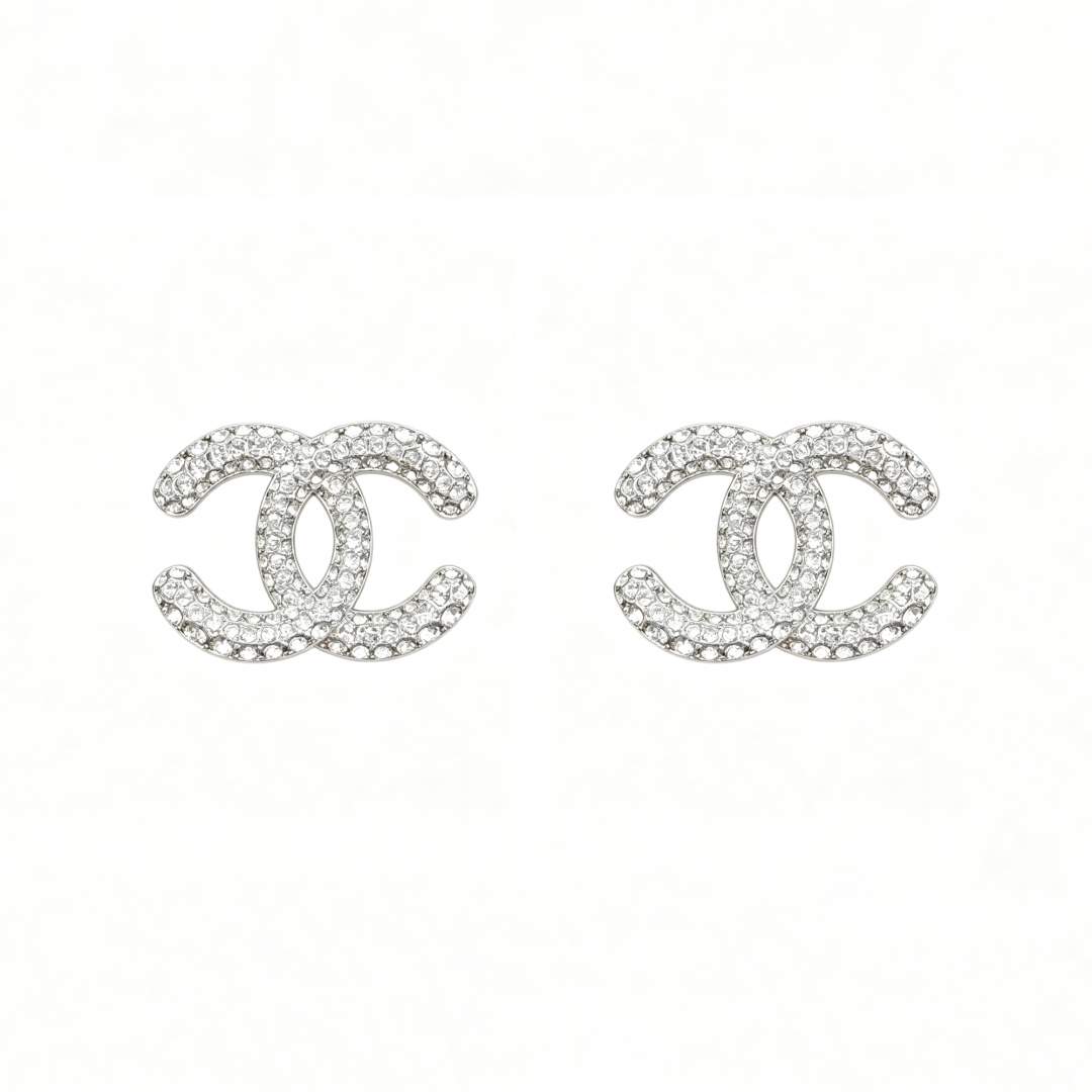 NO:921578,Ch@nel26A white full diamond earrings, Chanel earrings, chanel19860909Ch@nel26A白色满钻耳钉,香奈儿耳钉,chanel,Jewelry