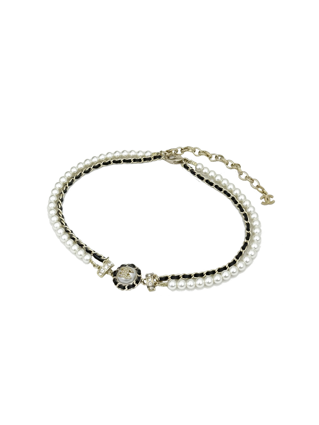 NO:921686,Ch@nel round resin double-layered leather pearl choker necklace, Chanel necklace, chanel,necklace19860909Ch@nel圆形树脂双层穿皮珍珠choker项链,香奈儿项链,chanel,necklace,Jewelry