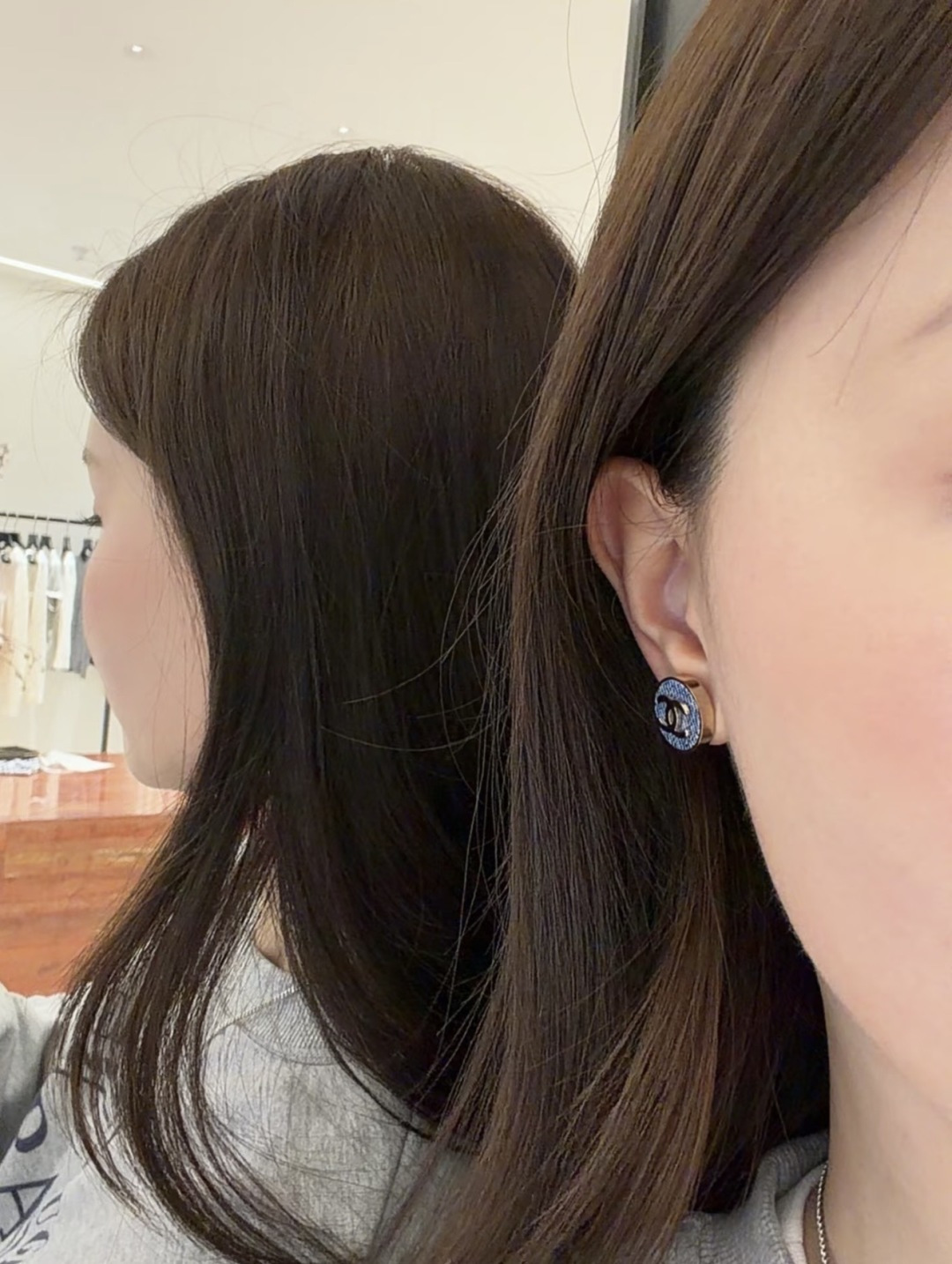 Chanel 高品质 细节如图 香双c圆形牛仔耳钉Z