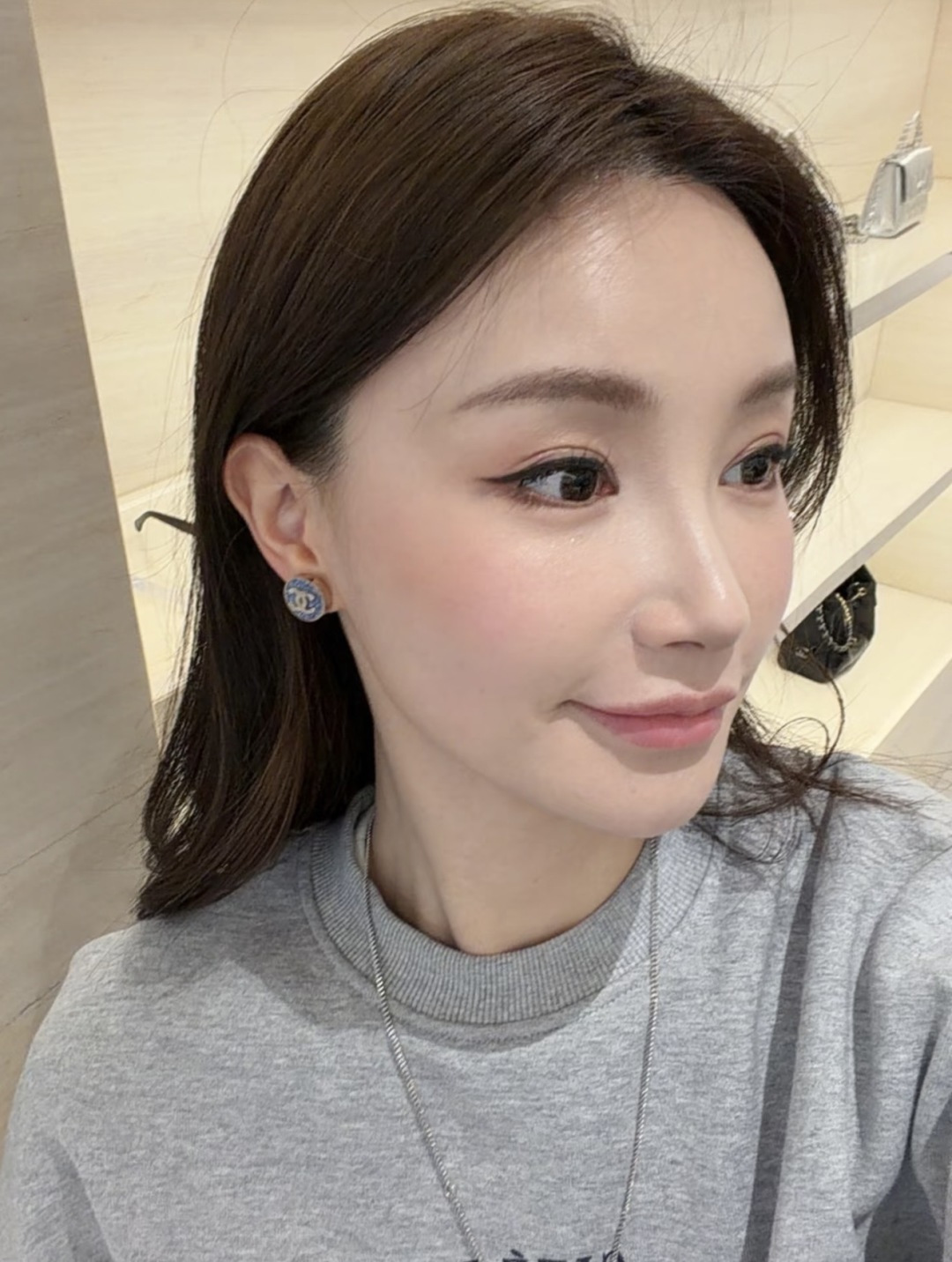 Chanel 高品质 细节如图 香双c圆形牛仔耳钉Z