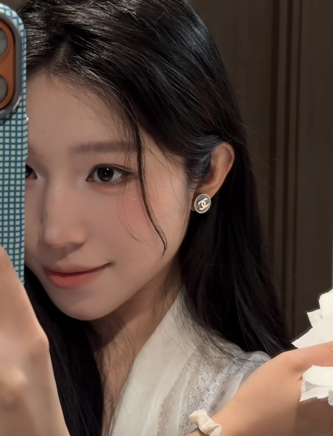Chanel 高品质 细节如图 香双c圆形牛仔耳钉Z