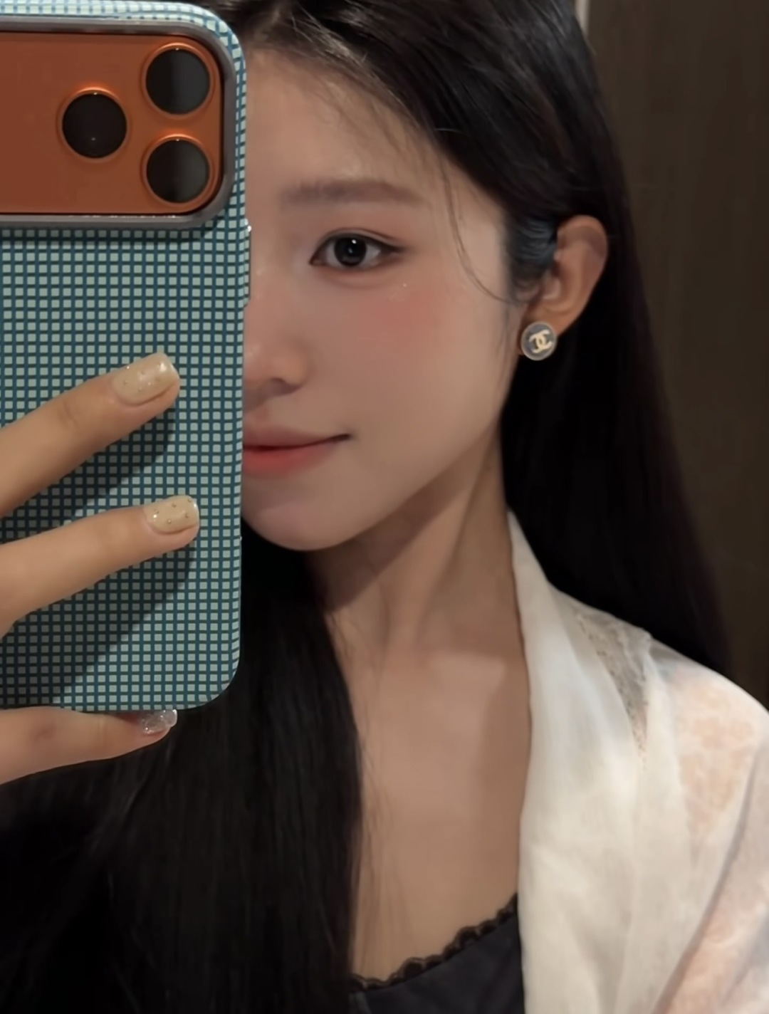Chanel 高品质 细节如图 香双c圆形牛仔耳钉Z