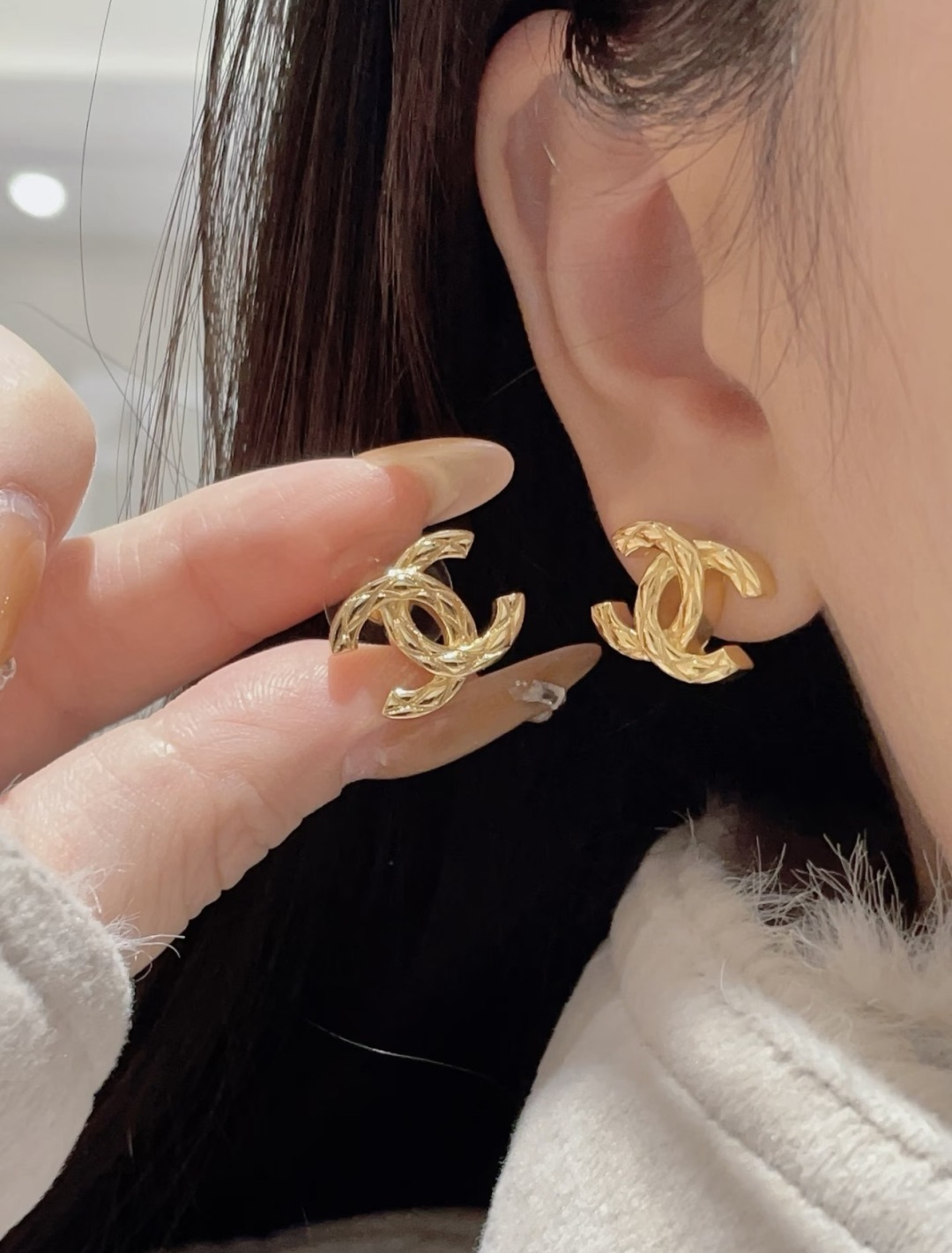 Chanel 高品质 细节如图 香金菱格双c耳钉Z 4500