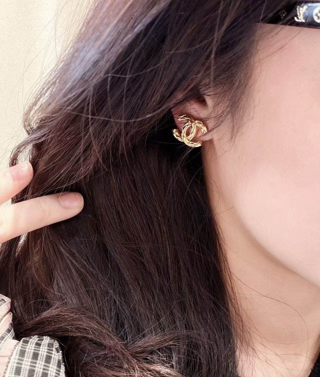 Chanel 高品质 细节如图 香金菱格双c耳钉Z 4500