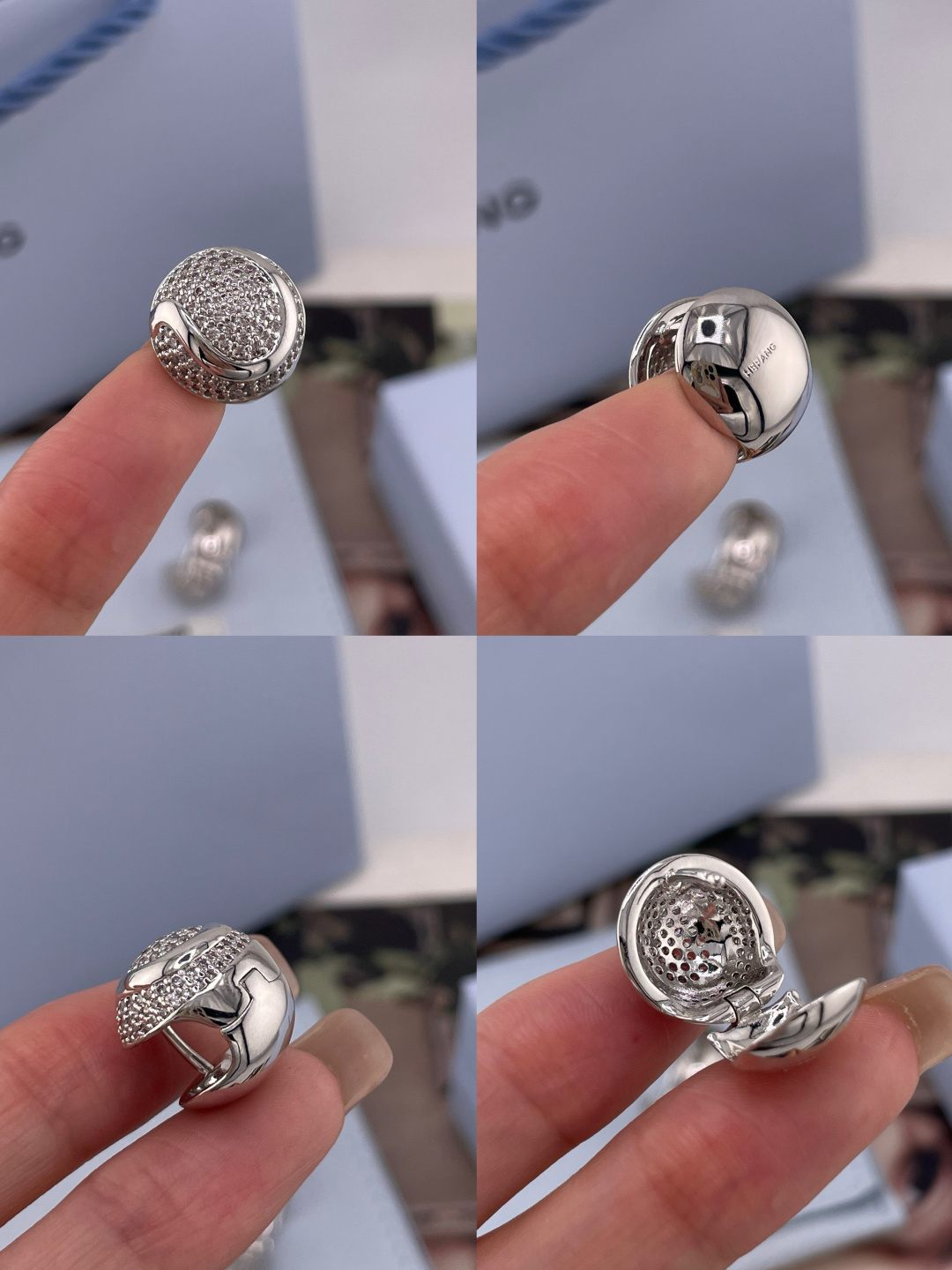 【【HF满钻网球耳钉】Z 990,高叶同款💗金色,银色两个颜色!!力量与美的结合!一面满镶钻设计✨一面光面logo设计, 【【HF满钻网球耳钉】Z 990,高叶同款💗金色,银色两个颜色!!力量与美的结合!一面满镶钻设计✨一面光面logo设计,