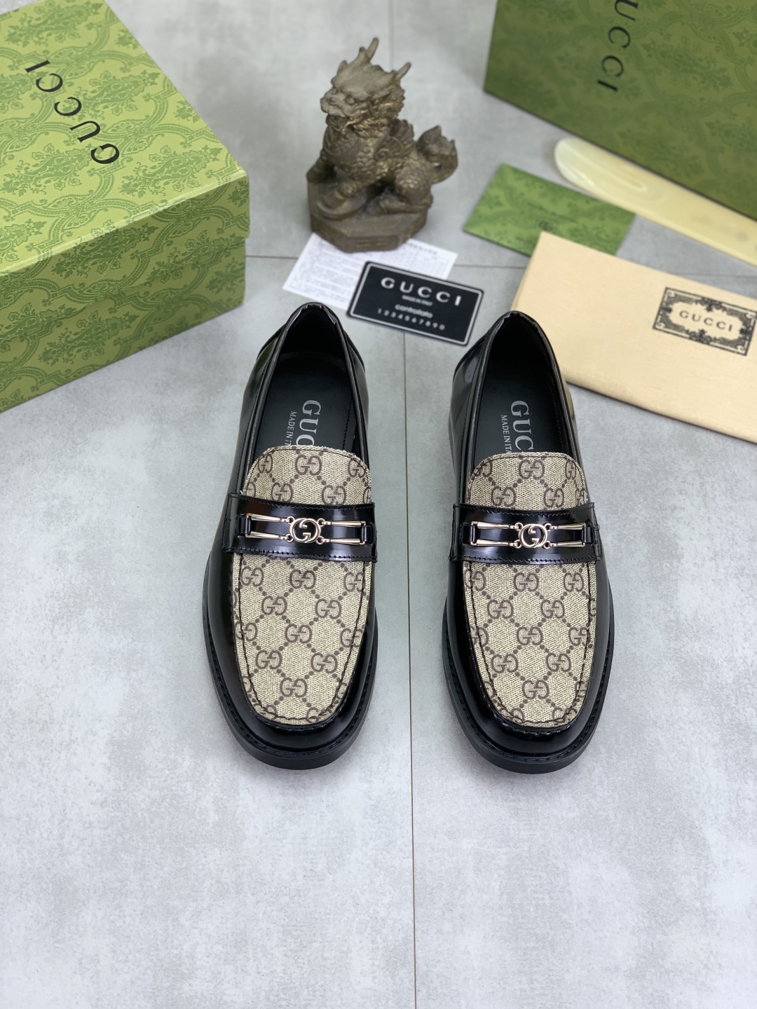 Gucci Men's Dress Loafers in Leather with Iconic GG Pattern and Metal Buckle 3 cmp i1741713735023 3577 0 1