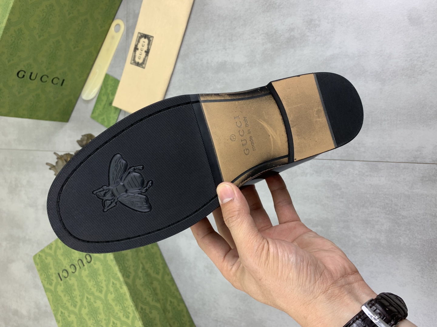 Gucci Men's Dress Loafers in Leather with Iconic GG Pattern and Metal Buckle 10 cmp i1741713738819 4992 0 8