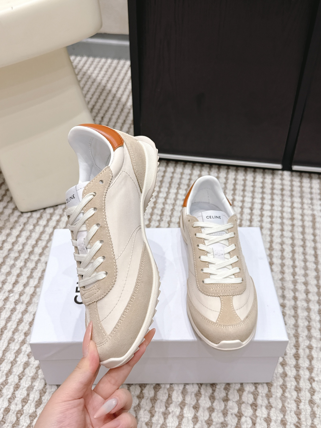 Celine Beige Retro Low Trainers