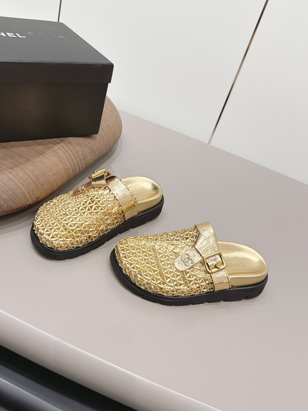 Chanel Style Beige Leather Women's Shoes Lookbook Reference image 2