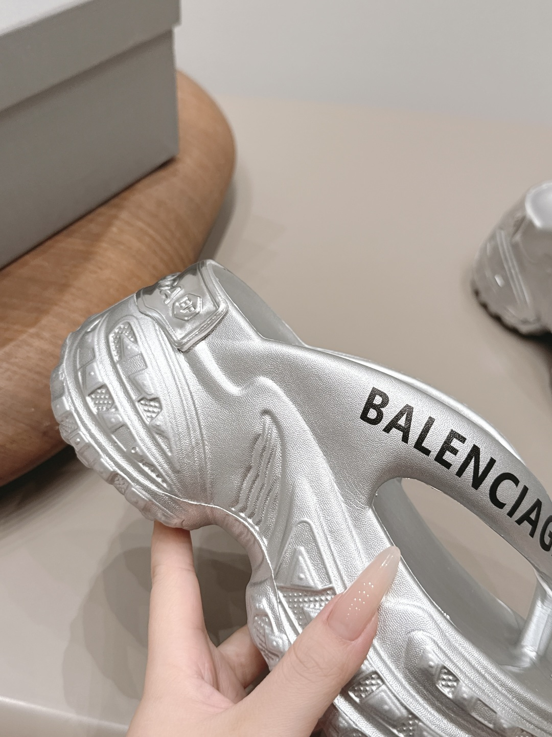 Balenciaga Metallic Platform Thong Sandals