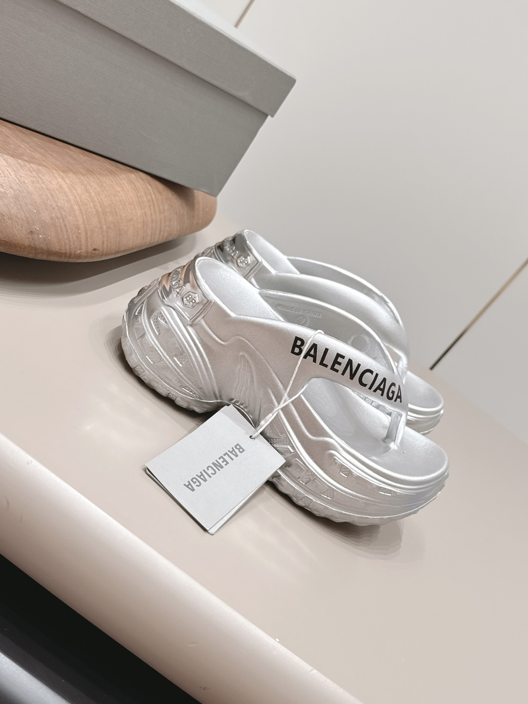 Balenciaga Metallic Platform Thong Sandals