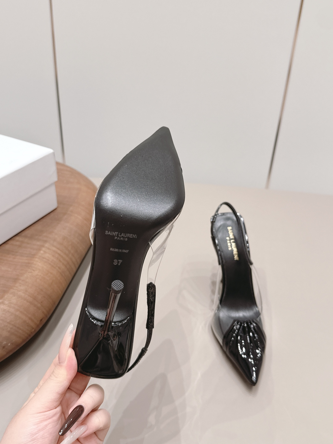 YSL Clear PVC Slingback Heels
