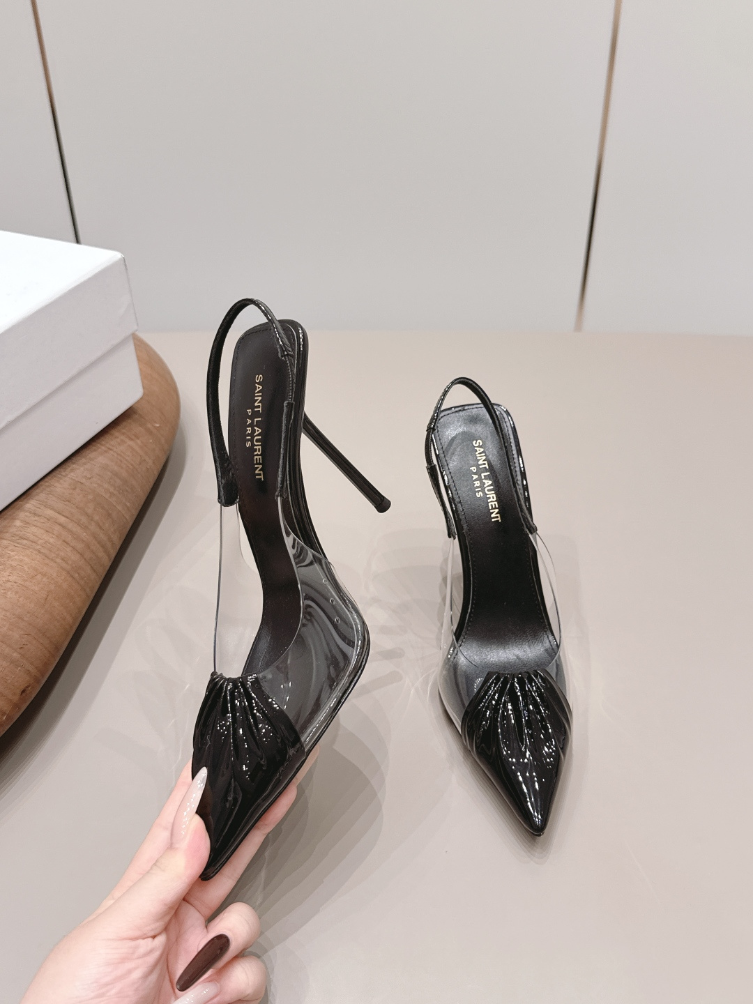 YSL Clear PVC Slingback Heels
