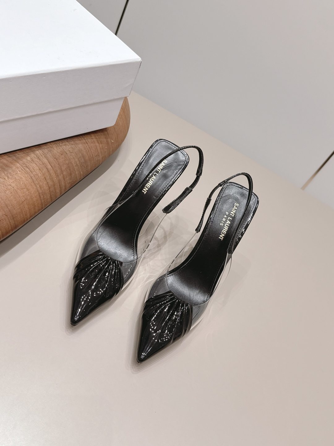YSL Clear PVC Slingback Heels