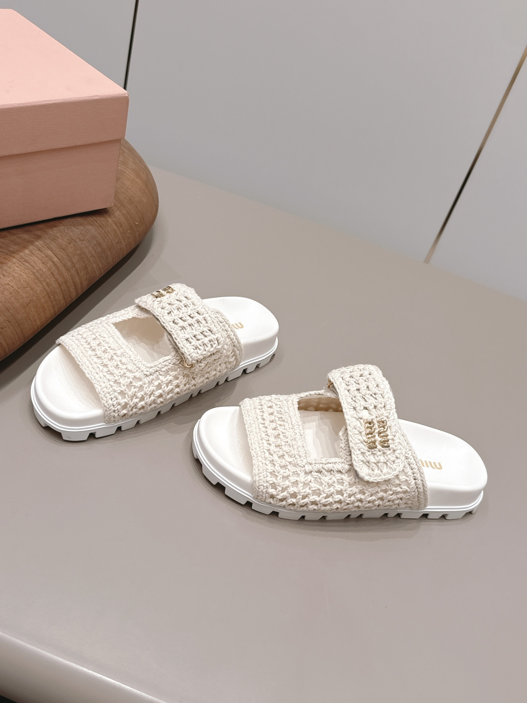 Miu Miu Knit Platform Slides