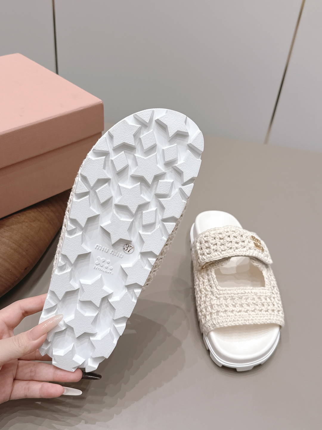 Miu Miu Knit Platform Slides