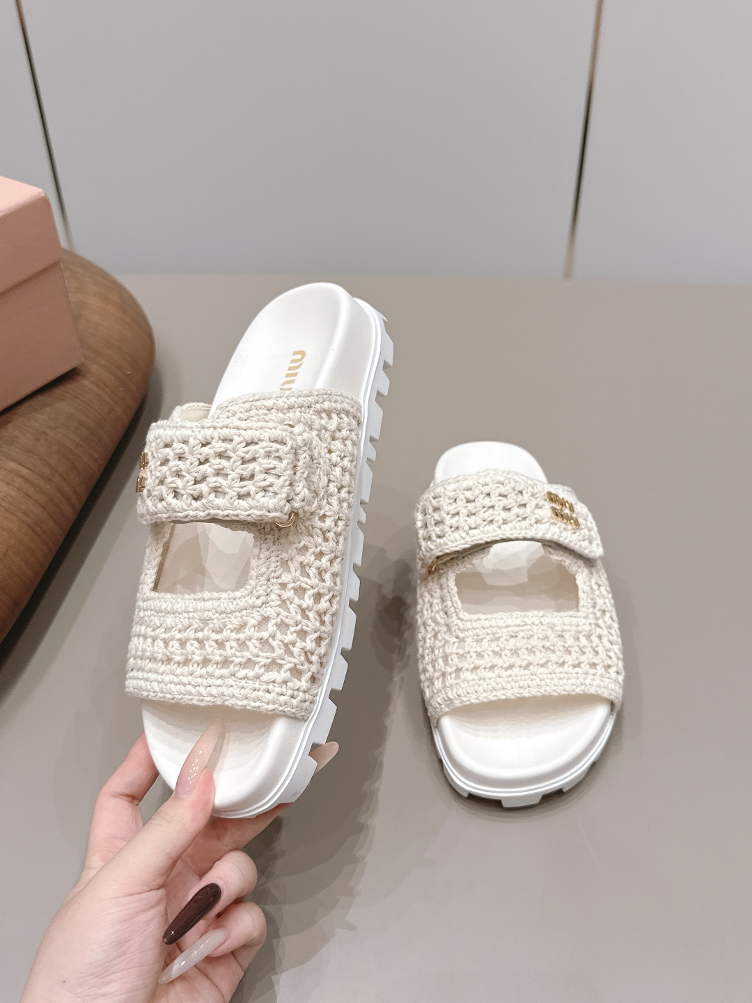 Miu Miu Knit Platform Slides