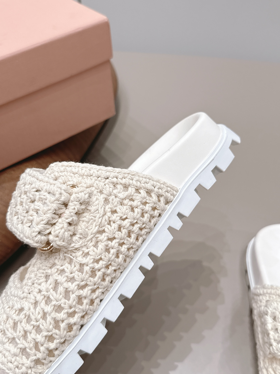 Miu Miu Knit Platform Slides