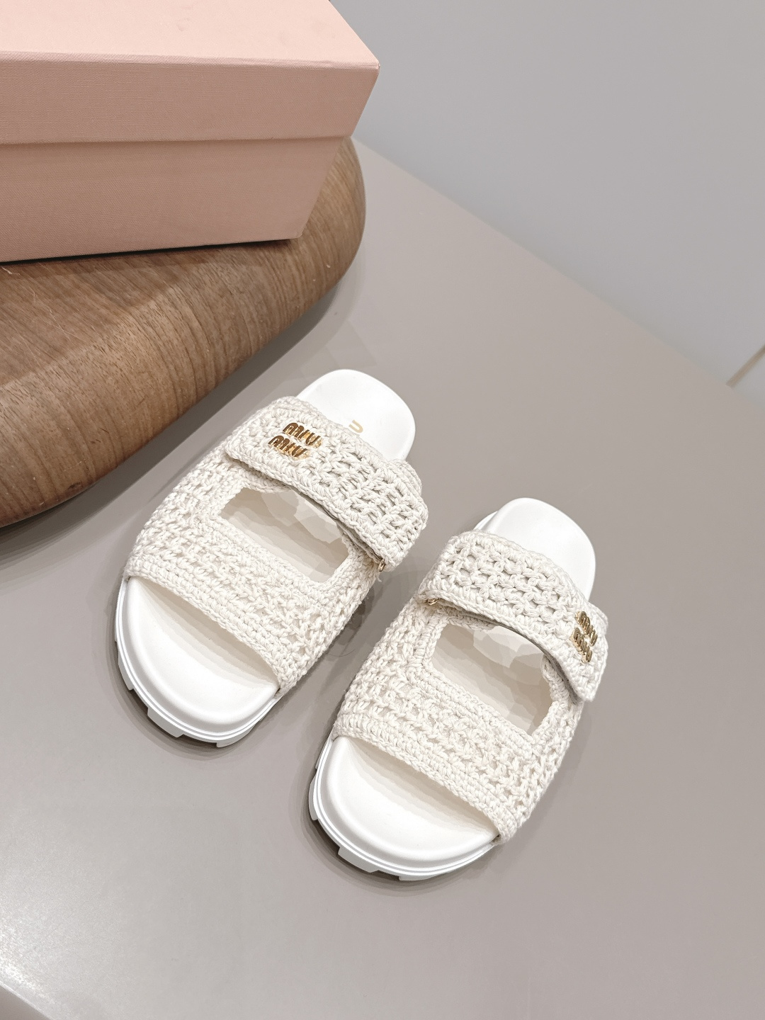 Miu Miu Knit Platform Slides