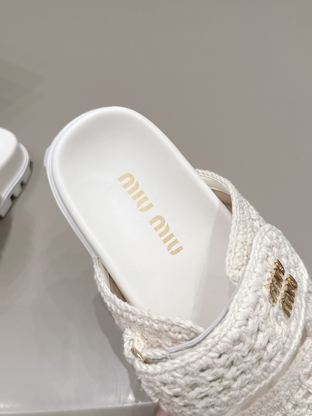 Miu Miu Knit Platform Slides