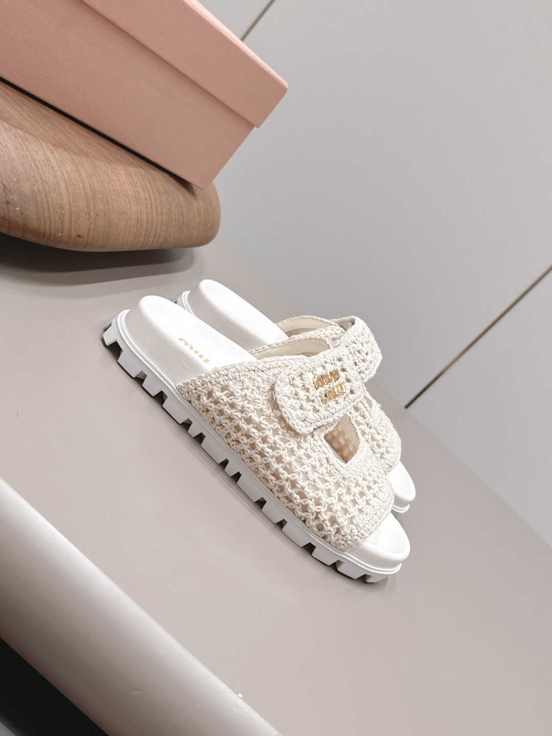 Miu Miu Knit Platform Slides