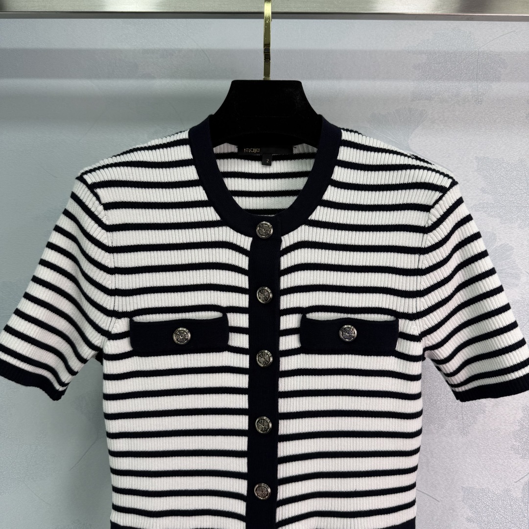 P702 Original Hardcore Female Striped Collar Dress in Maje 25 Morning Spring Collection - 图片 4