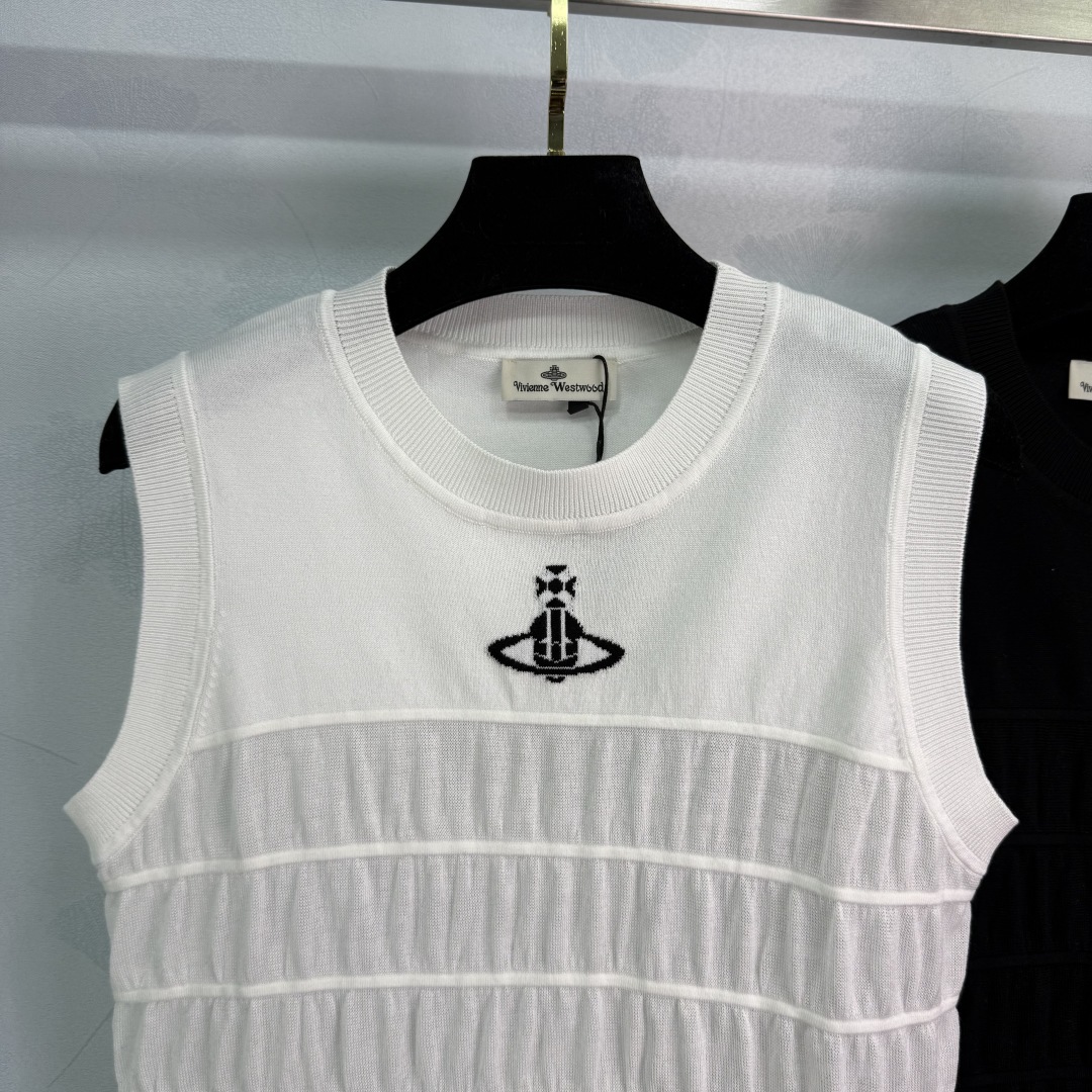 “Versatile Summer Outfit: P334 Knitting Vest with Simple Embroidery, 3 Colors Available” - 图片 4