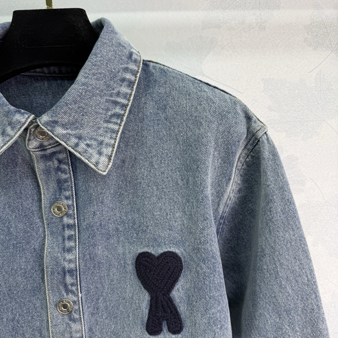 Customized High-Temperature Cowboy Shirt with Stylish Embroidery and Deep Blue Color - 图片 2
