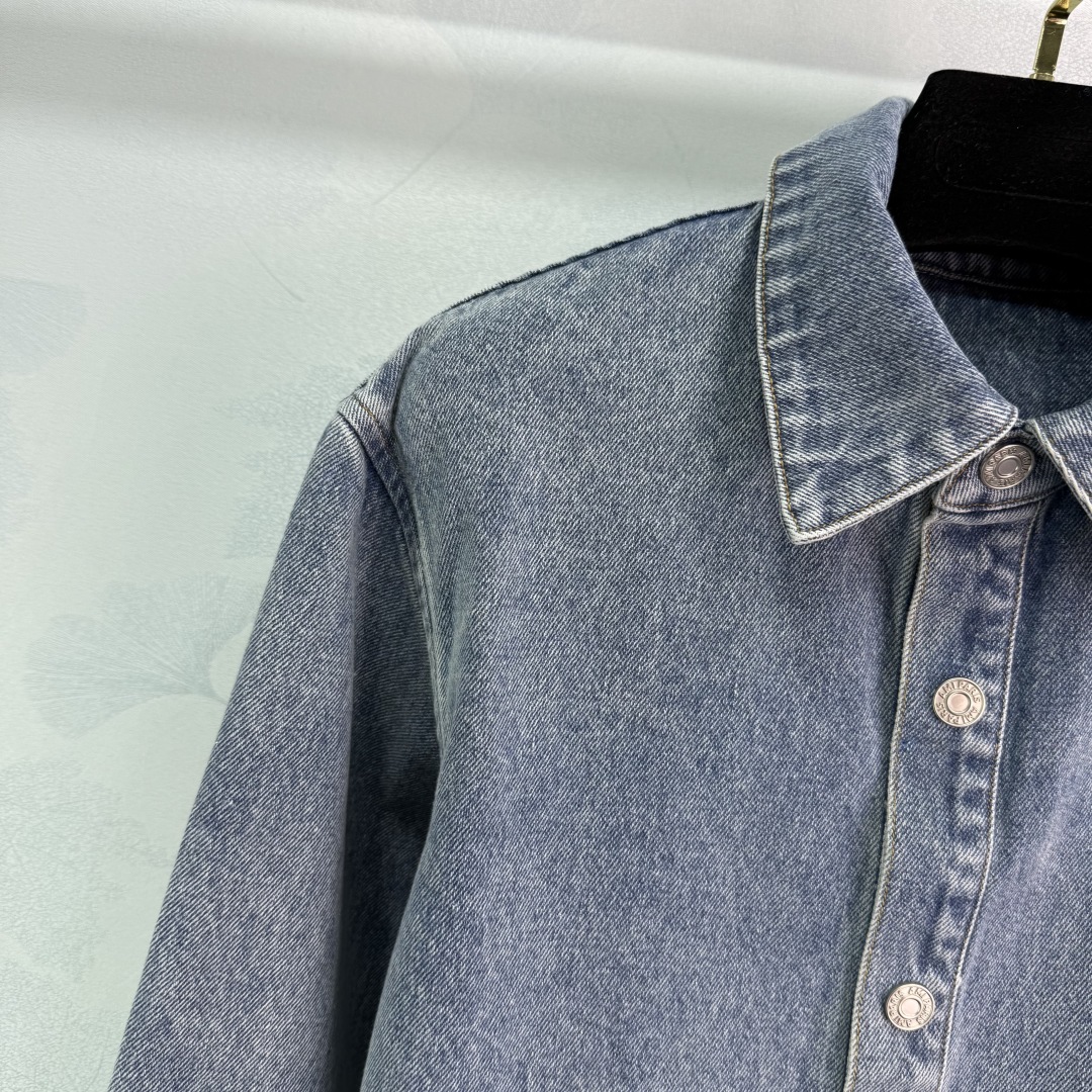 Customized High-Temperature Cowboy Shirt with Stylish Embroidery and Deep Blue Color - 图片 3