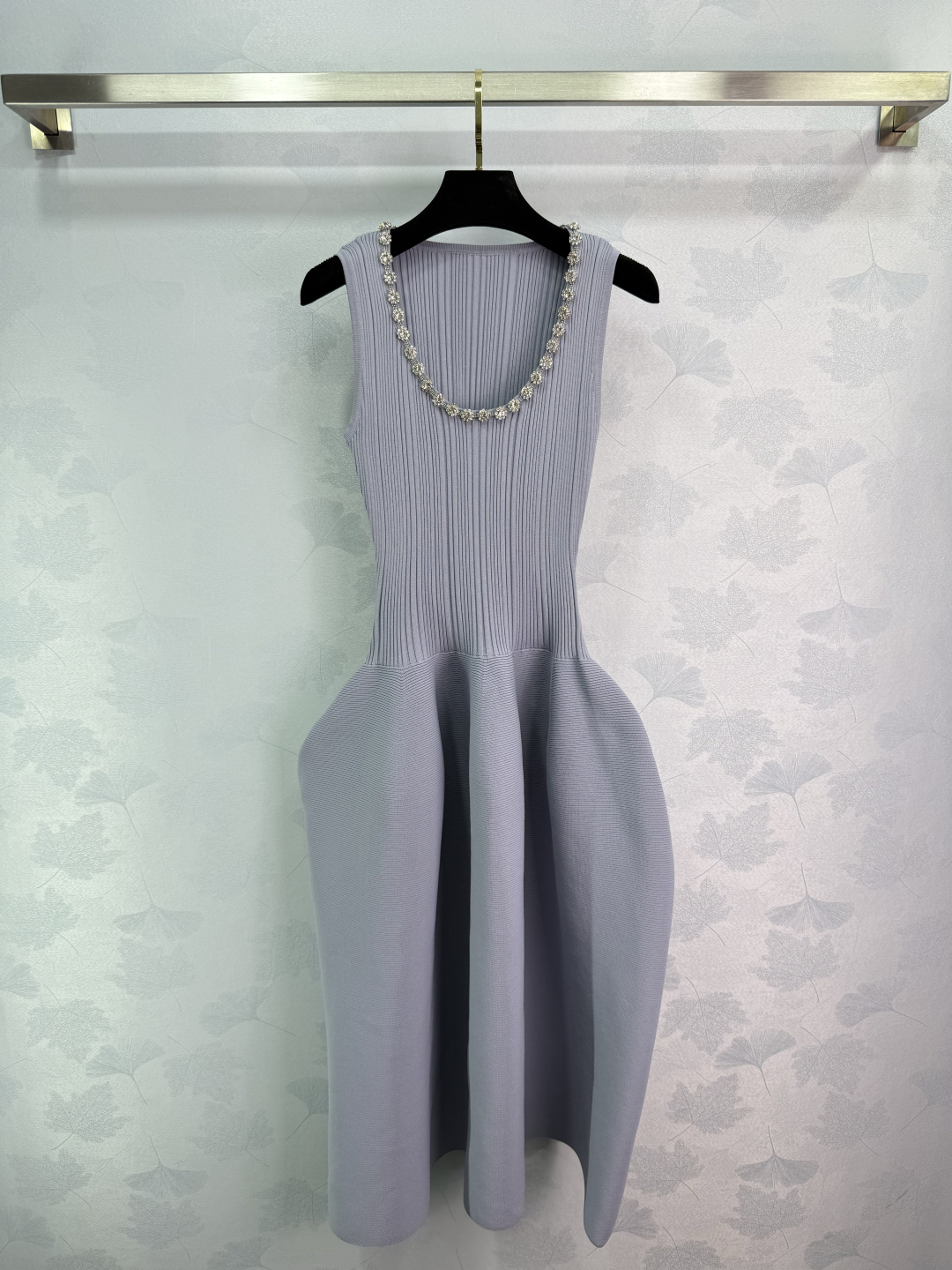 “Self-Portrait P759 Women’s Outfit: Summer Mist Blue Skirt with Gas-Drilled Design”