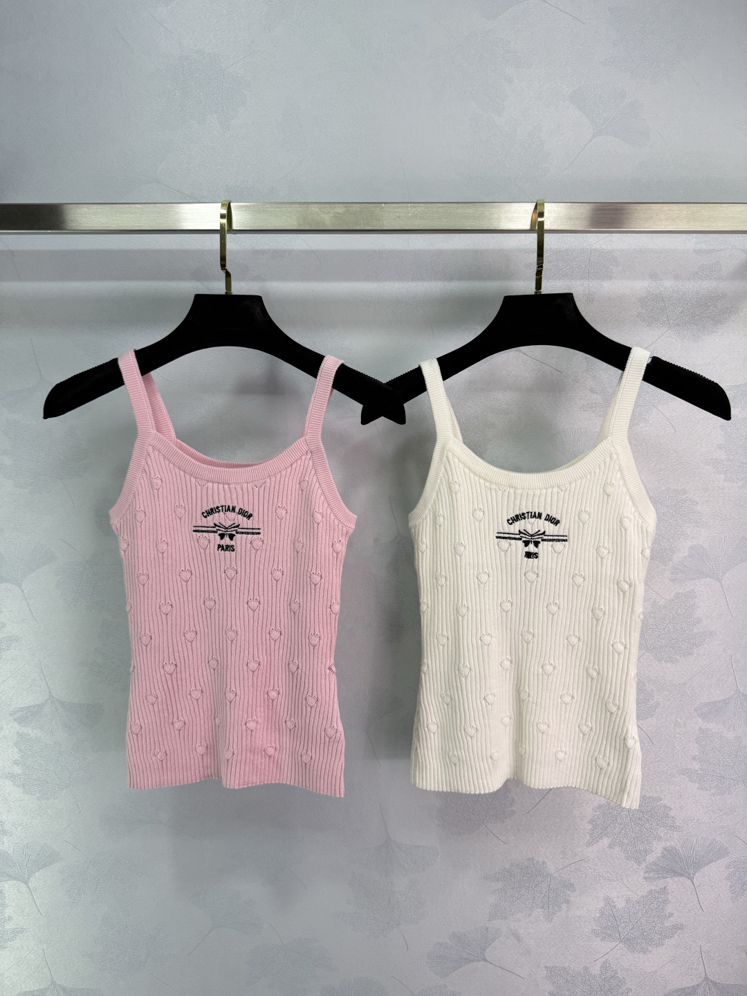 Dior Summer Knit Tank Top with Heart Details and Logo