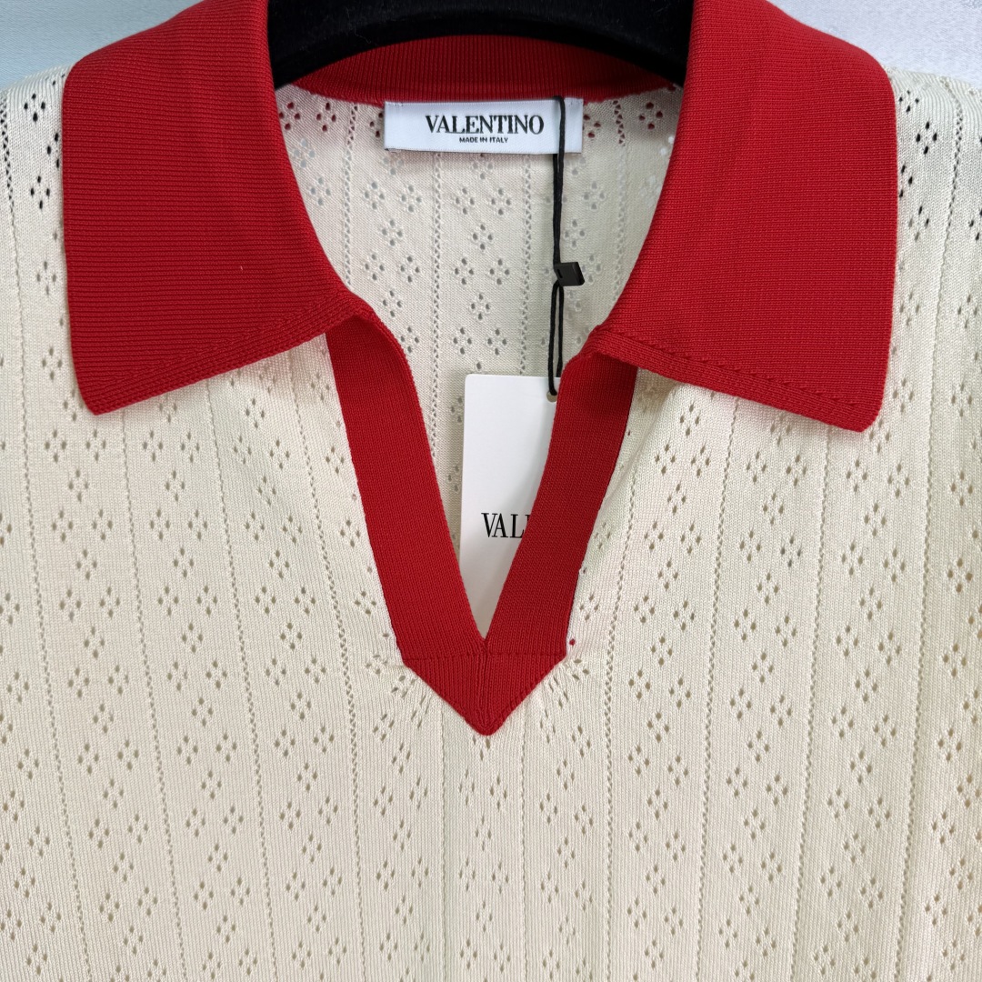 Stylish Wallen Valentino Polo Suit: Classic Red and Black Design, Comfortable for Summer. - 图片 3